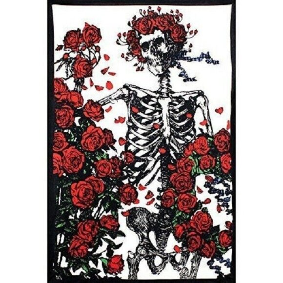 Grateful Dead Other - New 3D Bertha Grateful Dead Skeleton & Roses Wall Hanging Gift Tapestry 60x90 XL